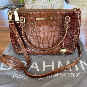 Brahmin Small brown croc crossbody bag